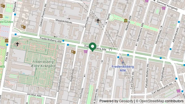 Kort der viser, hvor Animal Clinic Frederiksberg Allé ligger: Frederiksberg Alle 51, 1820 Frederiksberg