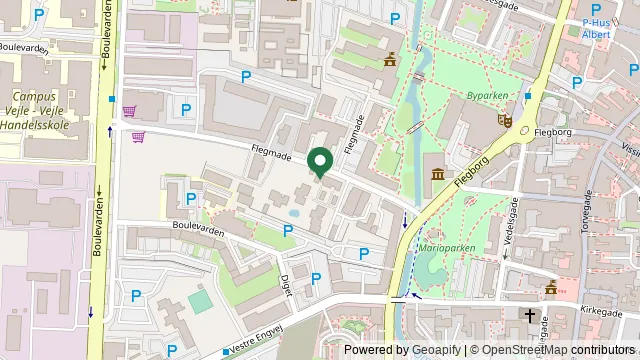 Kort der viser, hvor Centrum Dyreklinikken Vejle ligger: Flegmade 9R, 7100 Vejle