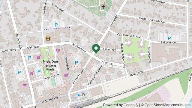 Kort der viser, hvor Dyreklinikken Bjerringbro ligger: Nørregade 20, 8850 Bjerringbro